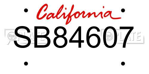 SB84607 California License Plate