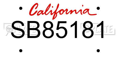 SB85181 California License Plate