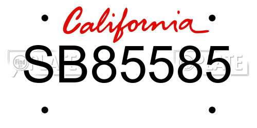 SB85585 California License Plate