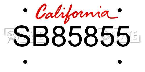 SB85855 California License Plate