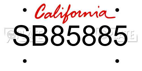 SB85885 California License Plate