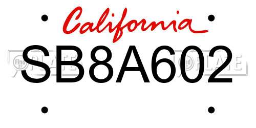 SB8A602 California License Plate