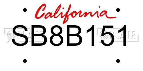 SB8B151 California License Plate