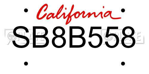 SB8B558 California License Plate