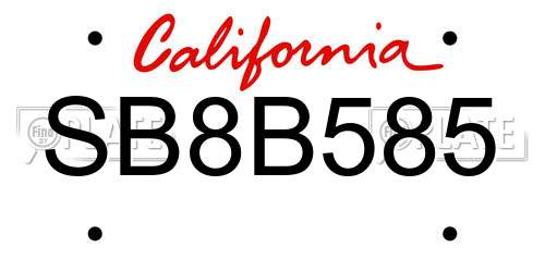 SB8B585 California License Plate