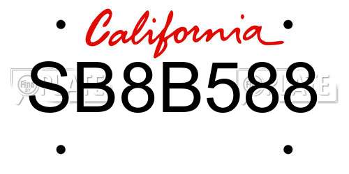 SB8B588 California License Plate