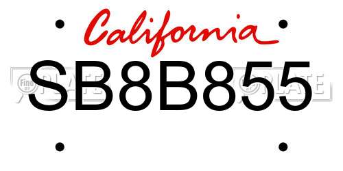 SB8B855 California License Plate
