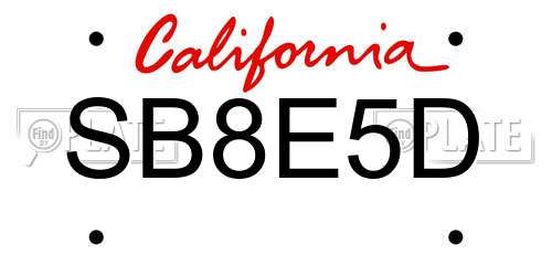 SB8E5D California License Plate