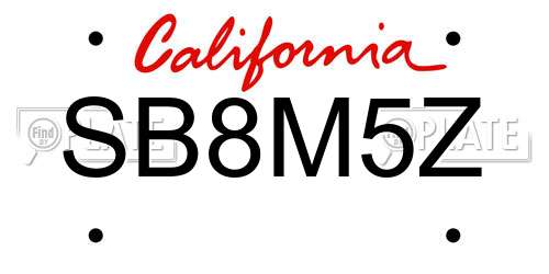 SB8M5Z California License Plate