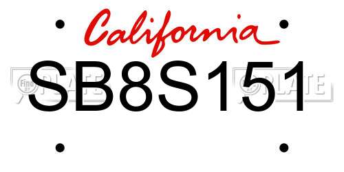 SB8S151 California License Plate
