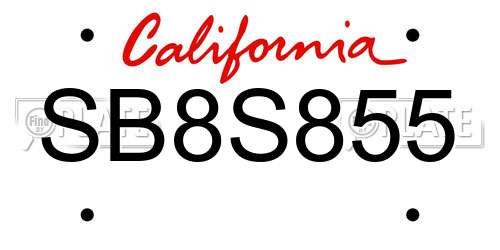 SB8S855 California License Plate