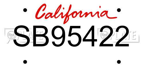 SB95422 California License Plate