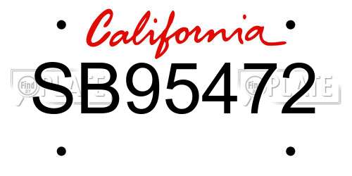 SB95472 California License Plate