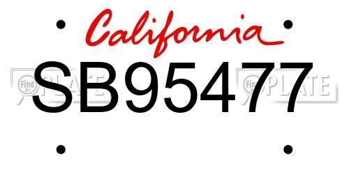 SB95477 California License Plate