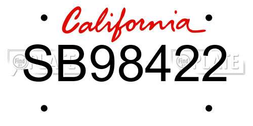 SB98422 California License Plate