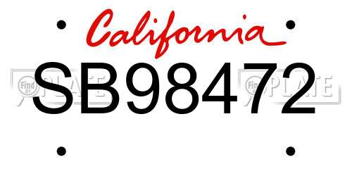SB98472 California License Plate