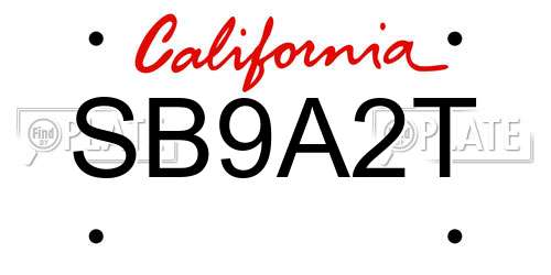 SB9A2T California License Plate