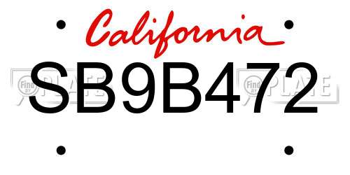 SB9B472 California License Plate