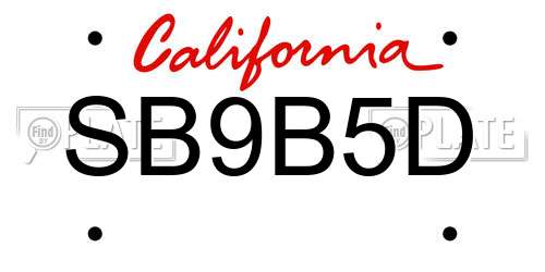 SB9B5D California License Plate