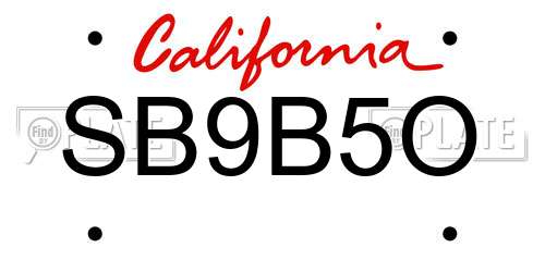 SB9B5O California License Plate