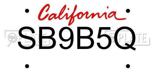 SB9B5Q California License Plate