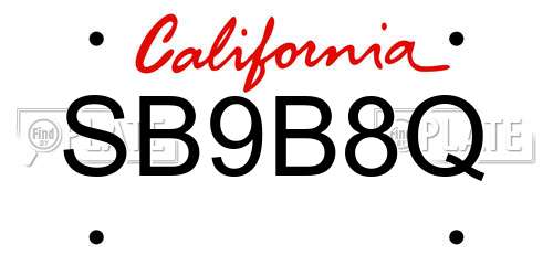 SB9B8Q California License Plate