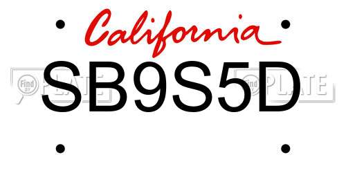 SB9S5D California License Plate