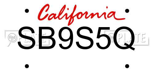 SB9S5Q California License Plate