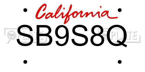 SB9S8Q California License Plate