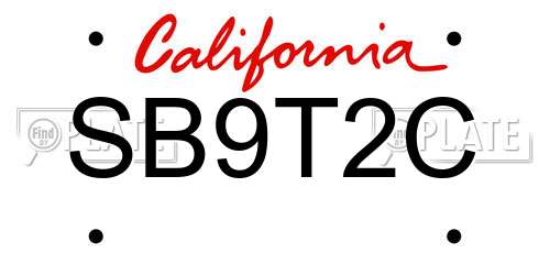 SB9T2C California License Plate