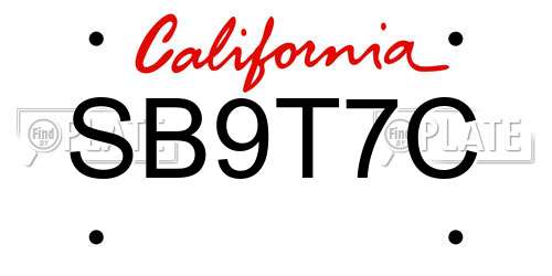 SB9T7C California License Plate