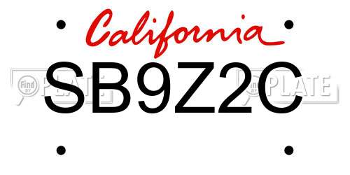 SB9Z2C California License Plate