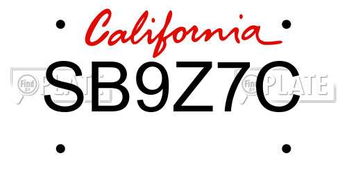 SB9Z7C California License Plate