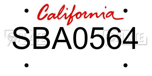 SBA0564 California License Plate