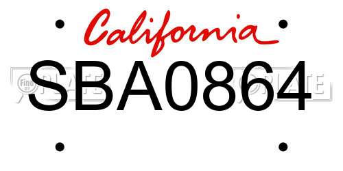 SBA0864 California License Plate