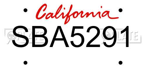 SBA5291 California License Plate