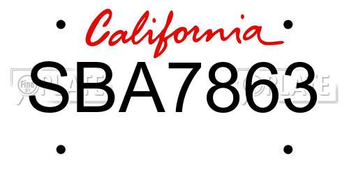 SBA7863 California License Plate