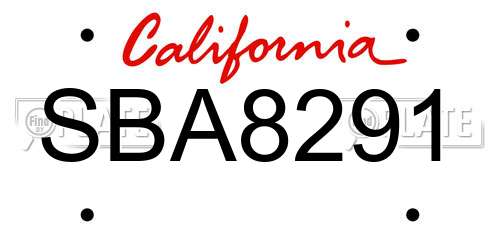 SBA8291 California License Plate