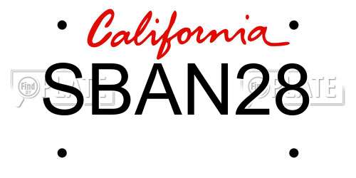 SBAN28 California License Plate