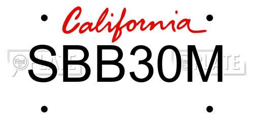 SBB30M California License Plate