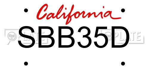 SBB35D California License Plate