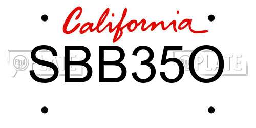SBB35O California License Plate