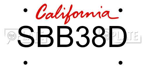 SBB38D California License Plate
