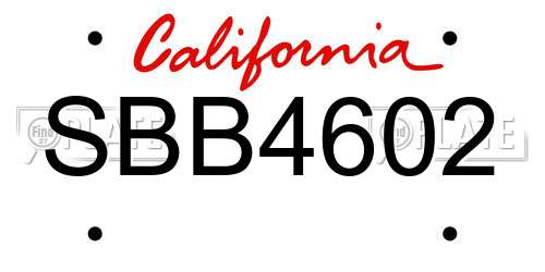SBB4602 California License Plate