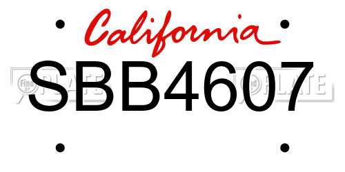 SBB4607 California License Plate