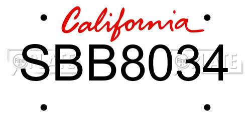 SBB8034 California License Plate