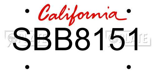 SBB8151 California License Plate