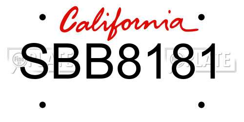 SBB8181 California License Plate