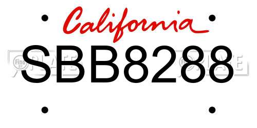 SBB8288 California License Plate