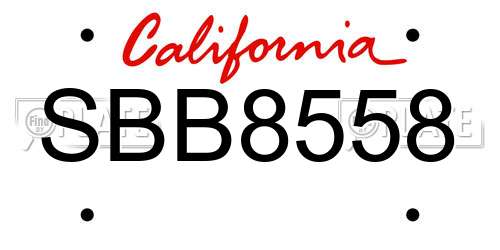SBB8558 California License Plate
